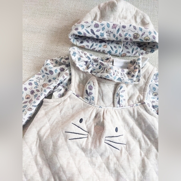 Dylan & Abby Baby Girl Bunny Overalls Top Hat Layette Easter Outfit Set 3-6M - Picture 3 of 9